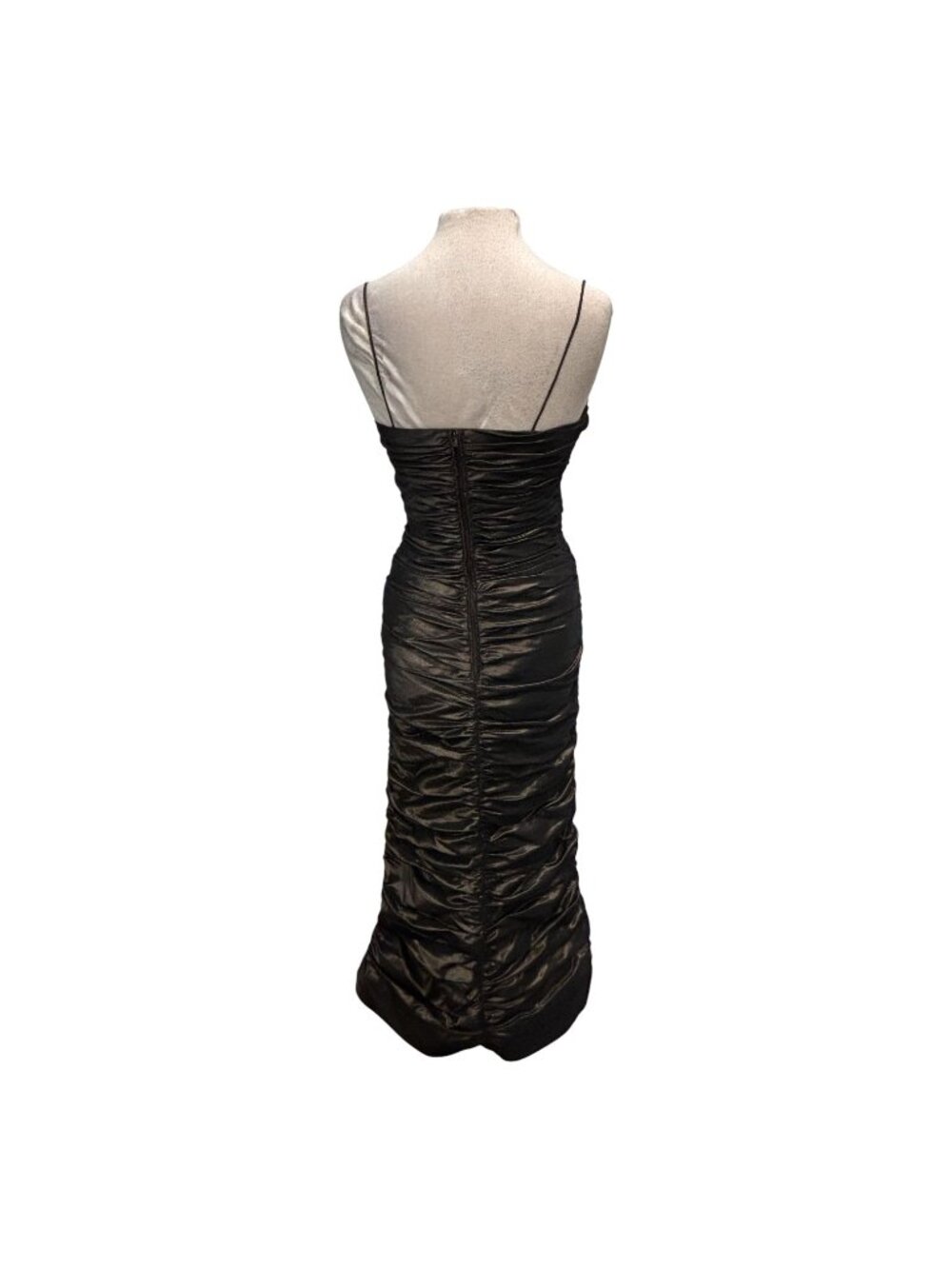Teri Jon Rickie Freeman Dark Bronze Ruched Evening Gown Maxi Dress Size 8 Formal - Picture 4 of 7